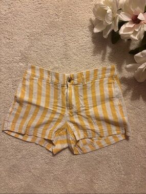 Old Navy Yellow and White Striped Linen Shorts